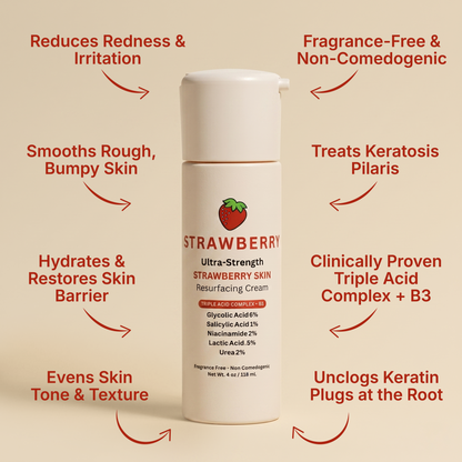 Advanced Triple-Acid Complex cream treats keratosis pilaris, smooths skin, and hydrates while being fragrance-free.