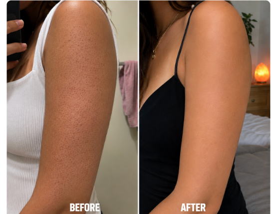 Before and after: Cassie's arm, bumps flattening after seven days