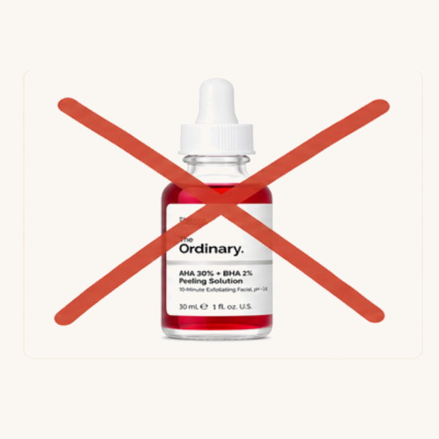 The Ordinary AHA 30% + BHA 2% Peeling Solution, crossed out