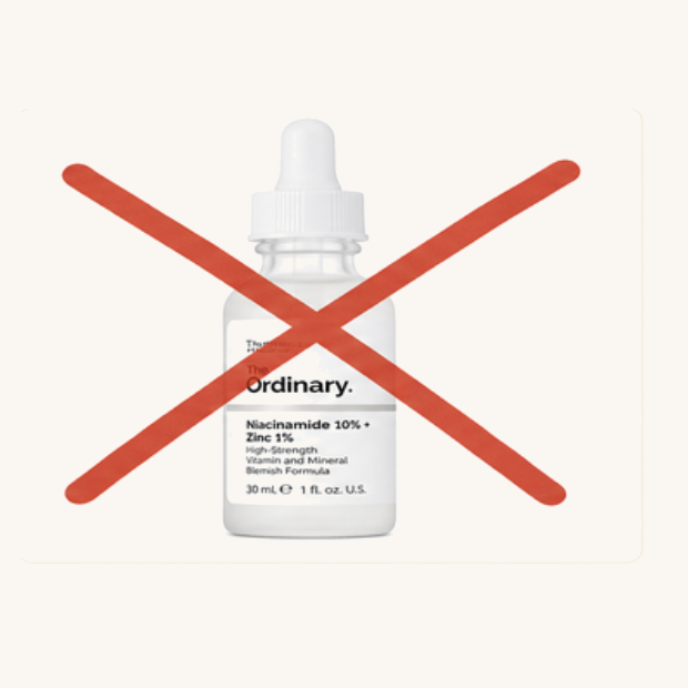 The Ordinary Niacinamide 10% + Zinc 1%, crossed out