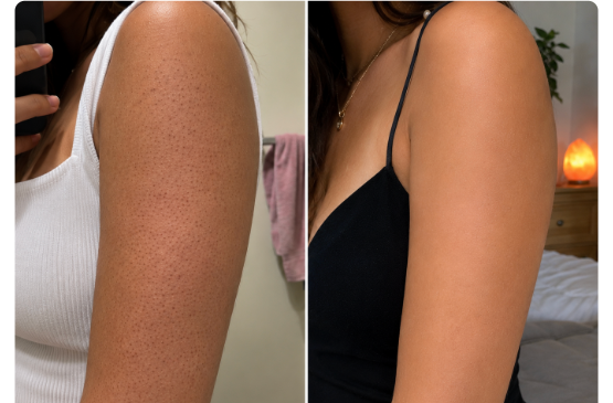 Before and after: Cassie's arm, bumps flattening after seven days