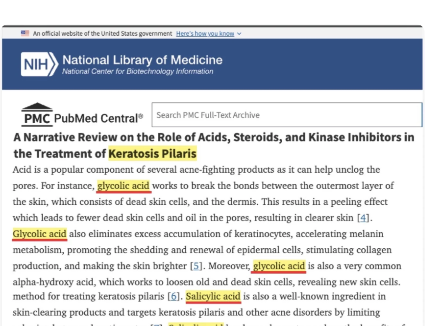 Narrative Review on the Role of Acids, Steroids, and Kinase Inhibitors in the Treatment of Keratosis Pilaris, National Library of Medicine